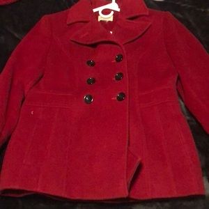 Red button up coat